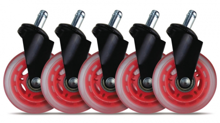 L33T Gaming 3 Inch Rubber Wheels Red (5-Pack)