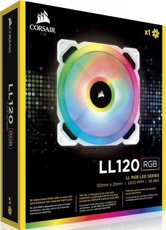 Corsair LL120 White RGB LED Series PMW Fläkt 1-Pack (120mm)