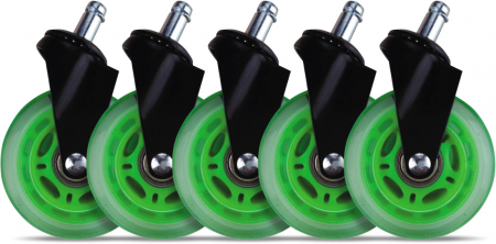 L33T Gaming 3 Inch Rubber Wheels Green (5-Pack)