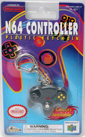 N64 Controller Plastic Keychain Black Officiell (Nytt)