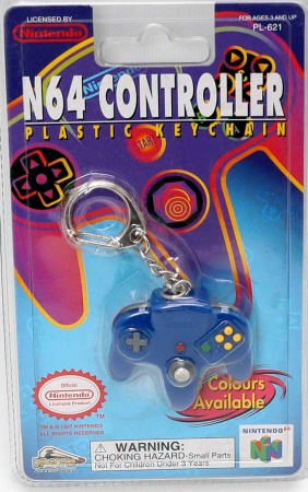 N64 Controller Plastic Keychain Blue Officiell (Nytt)