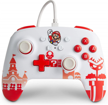 PowerA Nintendo Switch Enhanced Wired Controller (Mario Red-White World)