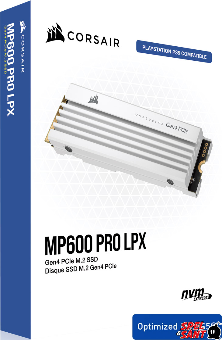 Corsair MP600 PRO LPX 2TB PCIe Gen4 x4 NVMe M.2 SSD, Optimized for PS5 (Upp  till 7 100 MB/s i sekventiell läshastighet och 6 800 MB/s i sekventiell