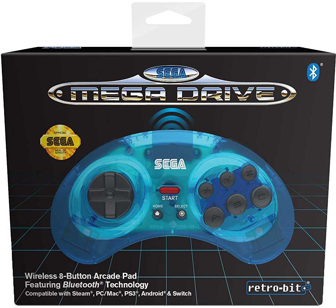 Retro-Bit Sega Mega Drive 8 Button Wireless Bluetooth Controller Clear Blue  - Spel & Sånt: The video game store with the happiest customers