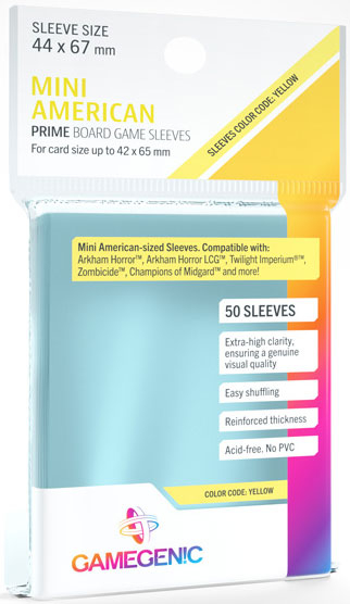 Gamegenic Yellow Prime Mini American Clear Sleeves 50 Pack (44x67mm) - Spel  & Sånt: The video game store with the happiest customers