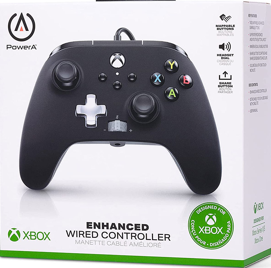 Black enhanced wired controller store for xbox one