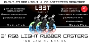 Screenshot på L33T Gaming 3 Inch Rubber Wheels RGB (5-Pack)